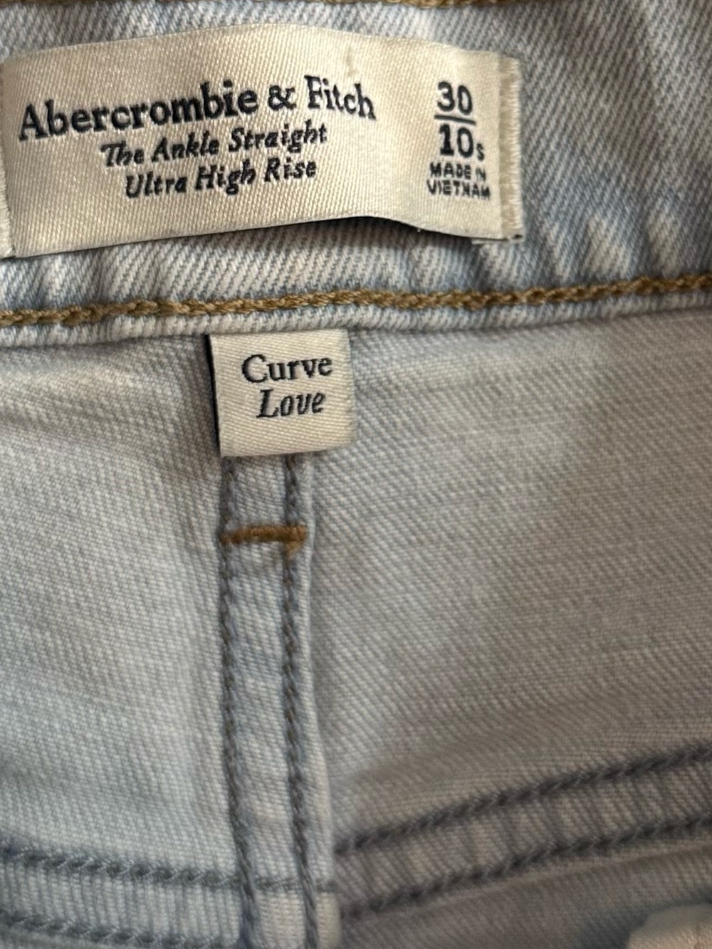 Abercrombie & Fitch Light Blue Ankle Ultra High Rise Straight Leg Jeans - Picture 13 of 16
